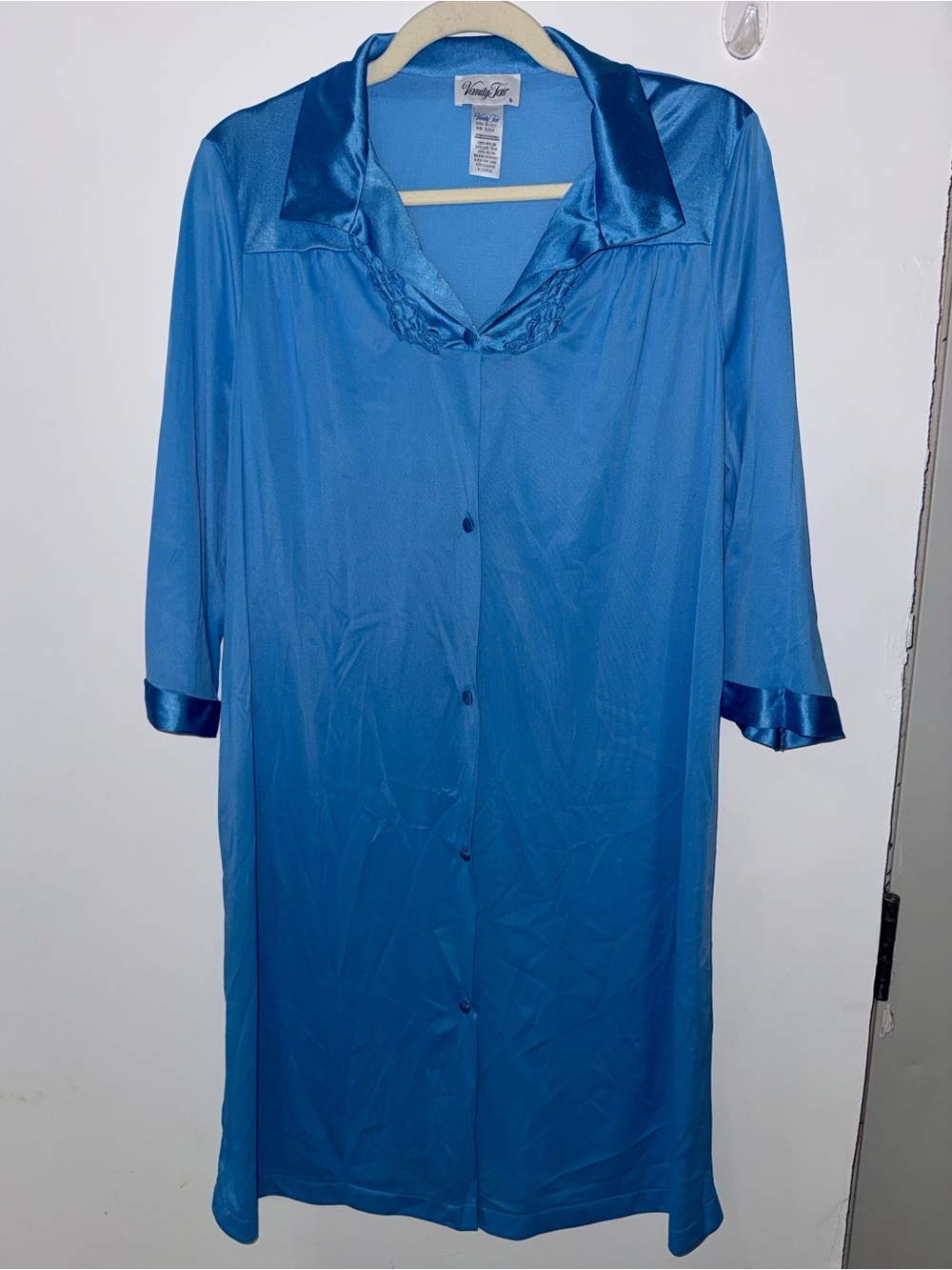 Vintage Vanity Fair Royal Blue Button Front Nightgown